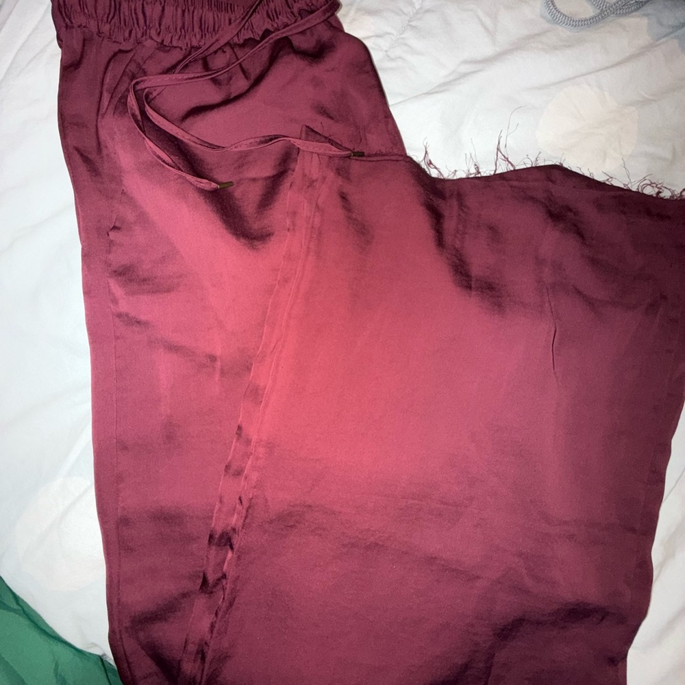 H&M Burgundy Satin Trousers